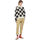 Palm Angels Black and White Check Mohair Sweater