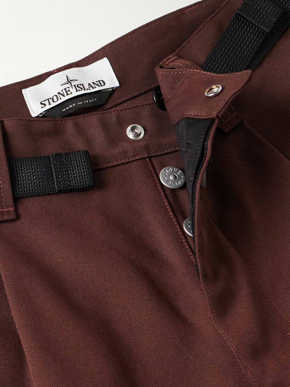 Stone Island - Marina Wide-Leg Belted Pleated Cotton-Blend Gabardine Trousers - Brown