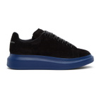 Alexander McQueen SSENSE Exclusive Black and Blue Suede Oversized Sneakers