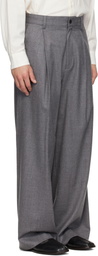 ssstein Gray Wool Flannel Extra Wide Trousers