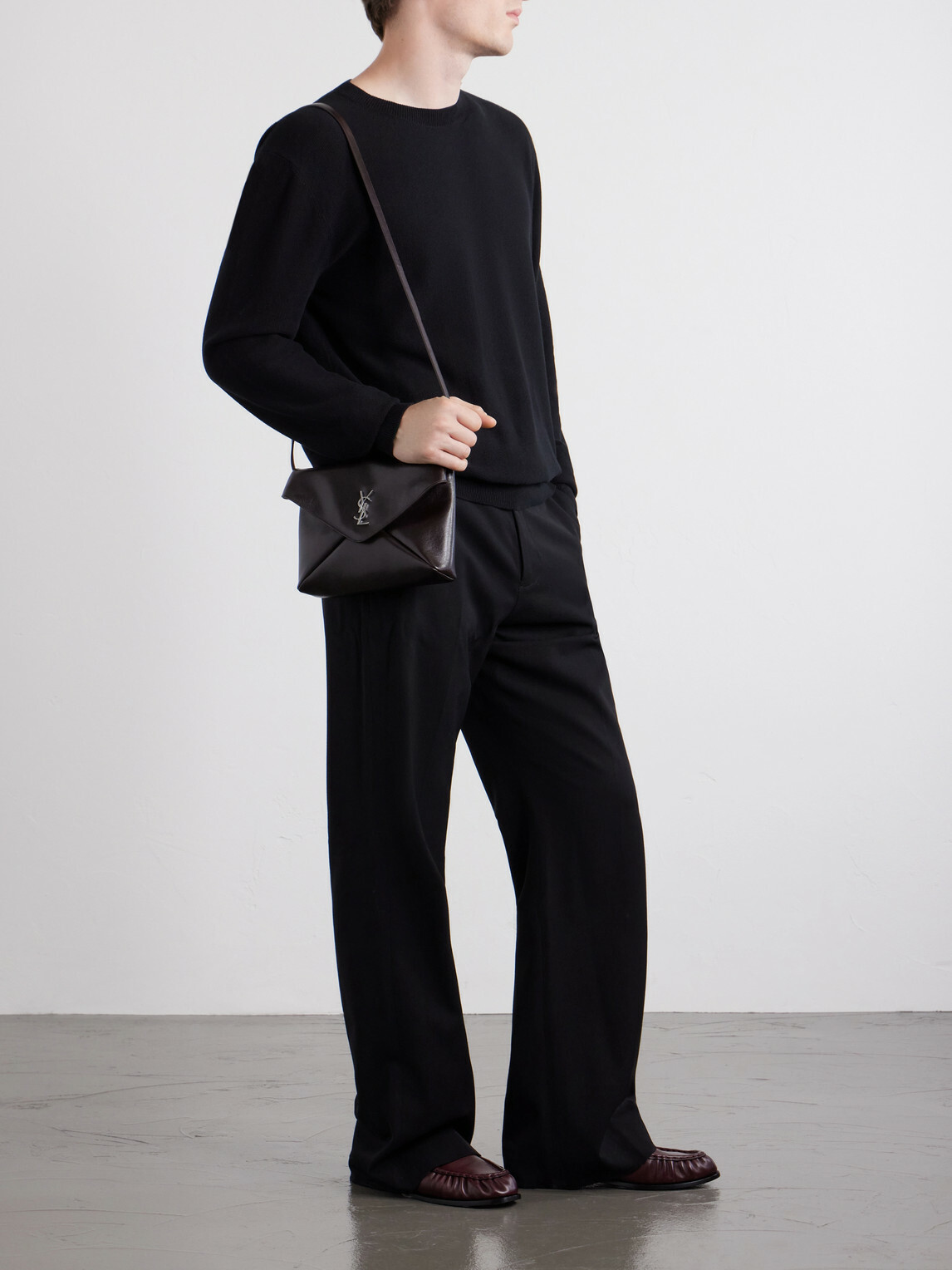 SAINT LAURENT - Cassandre-Embellished Full-Grain Leather Messenger Bag