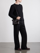 SAINT LAURENT - Cassandre-Embellished Full-Grain Leather Messenger Bag