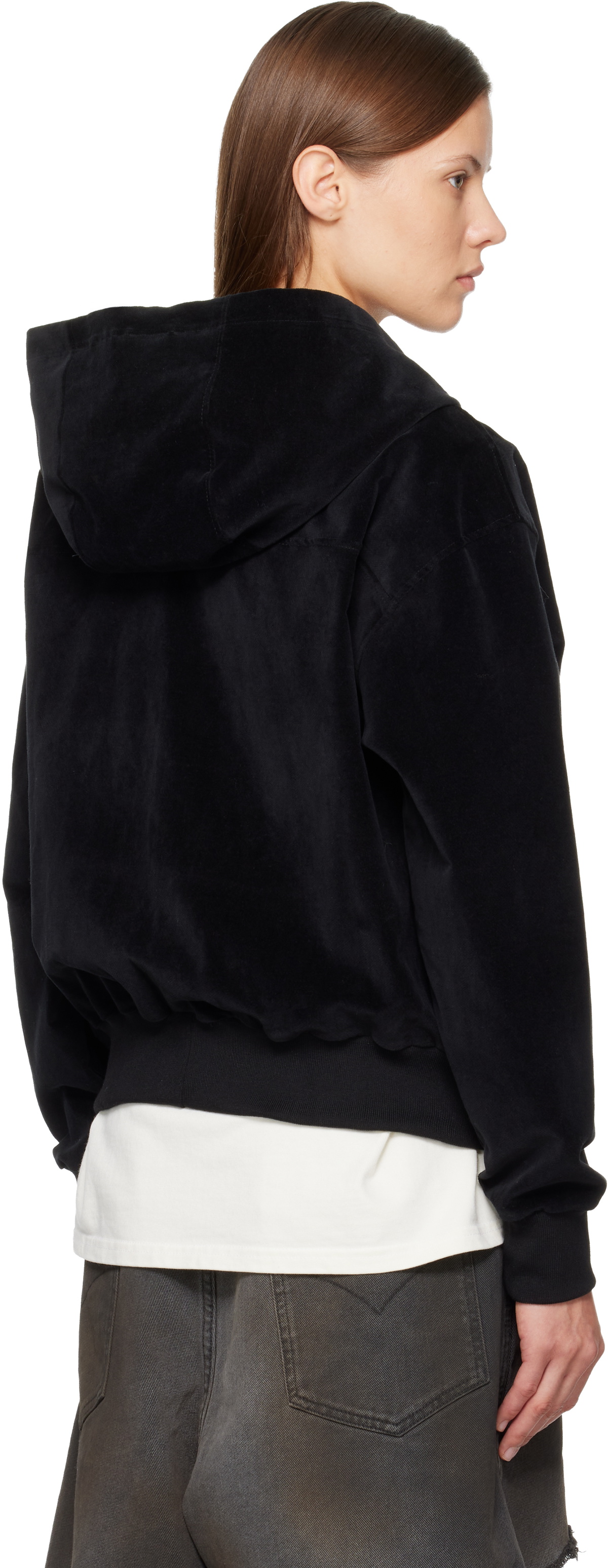 Rhude Black Velour Classique Zip-Up Hoodie