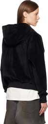 Rhude Black Velour Classique Zip-Up Hoodie