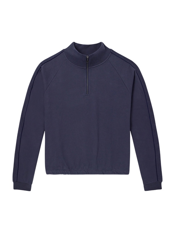 Photo: John Elliott - Cotton-Jersey Half-Zip Sweatshirt - Blue
