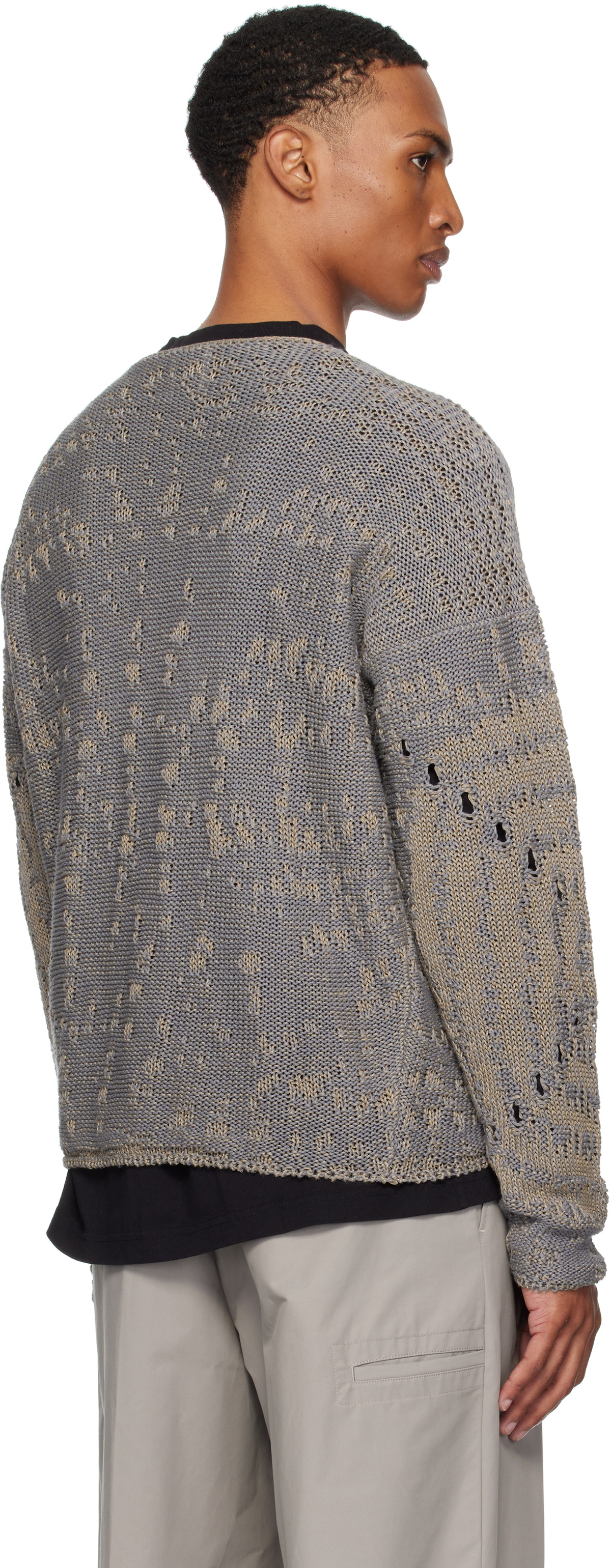 ROA Blue & Beige Vortex Crewneck Sweater