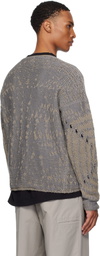 ROA Blue & Beige Vortex Crewneck Sweater