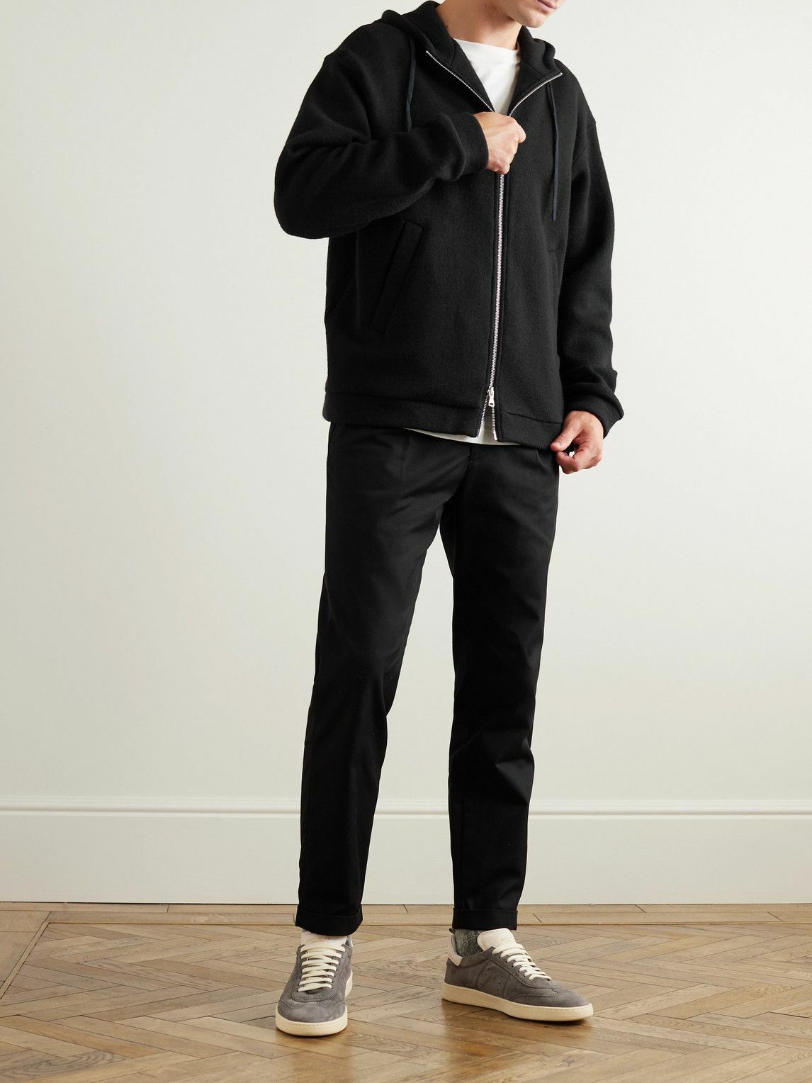 Barena - Gomone Wool-Blend Zip-Up Hoodie - Black Barena