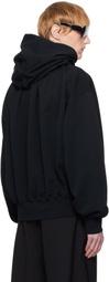 ALAINPAUL Black Gathered Collar Hoodie