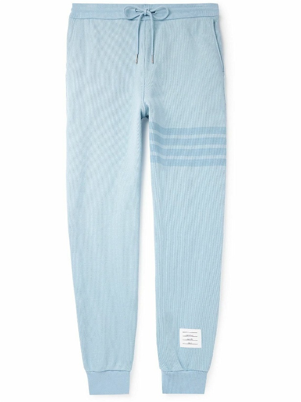 Photo: Thom Browne - Tapered Striped Cotton-Jersey Sweatpants - Blue