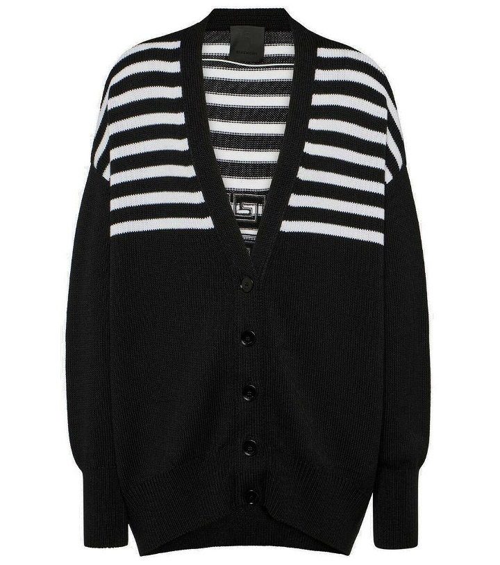 Photo: Givenchy 4G striped wool and cotton-blend cardigan