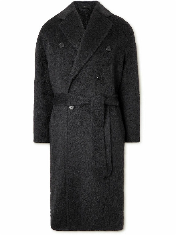 Photo: Brioni - Double-Breasted Alpaca and Wool-Blend Coat - Blue