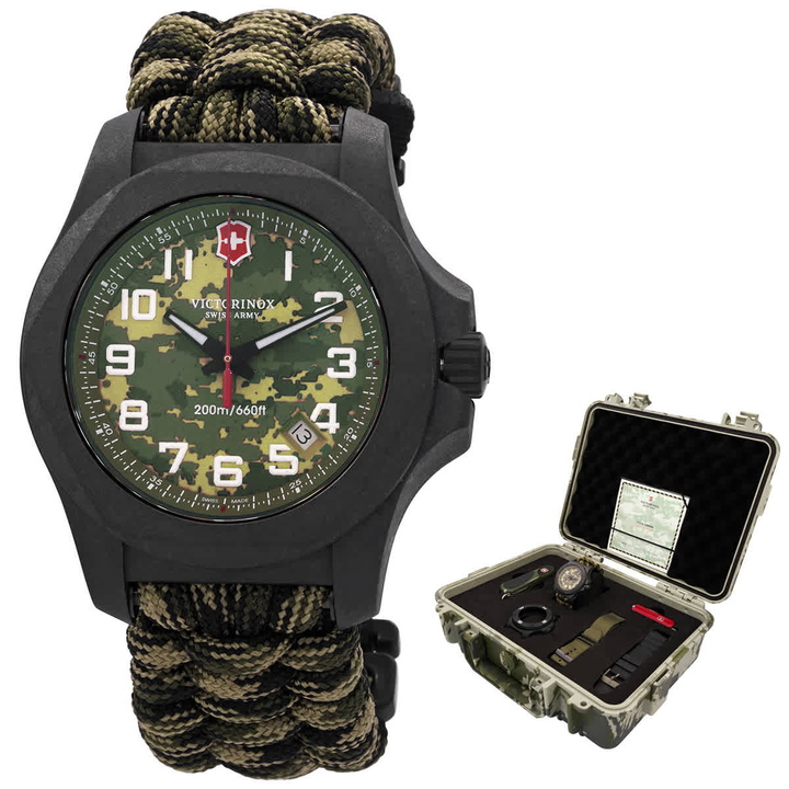 Photo: Victorinox I.N.O.X . Carbon Quartz Green Dial Mens Watch 241927.1
