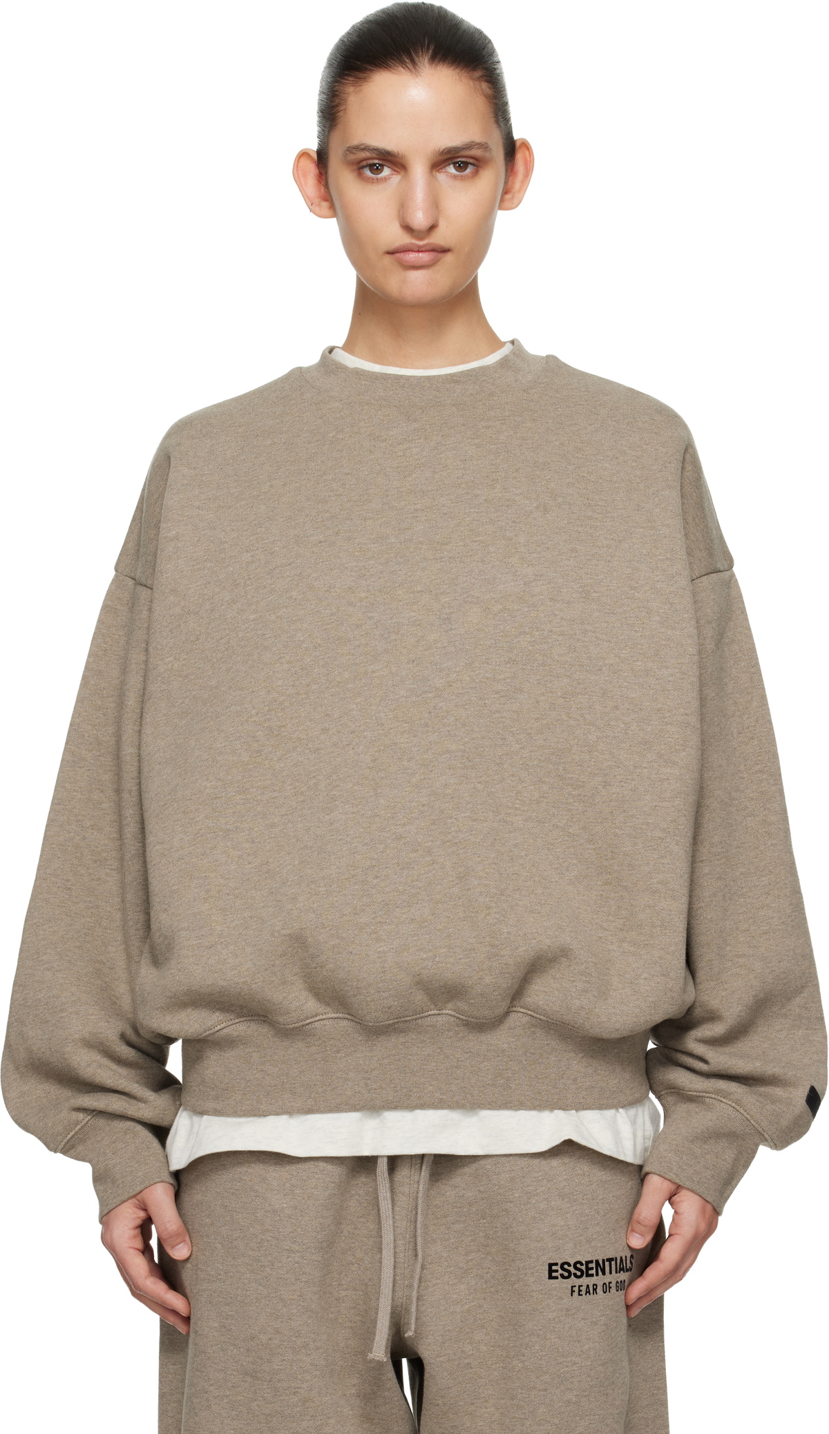 Fear of God ESSENTIALS Beige Classic Crewneck Sweatshirt
