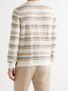 ERMENEGILDO ZEGNA - Striped Cotton and Silk-Blend Sweater - Neutrals