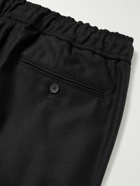 Mr P. - Tapered Virgin Wool and Cashmere-Blend Drawstring Trousers - Black