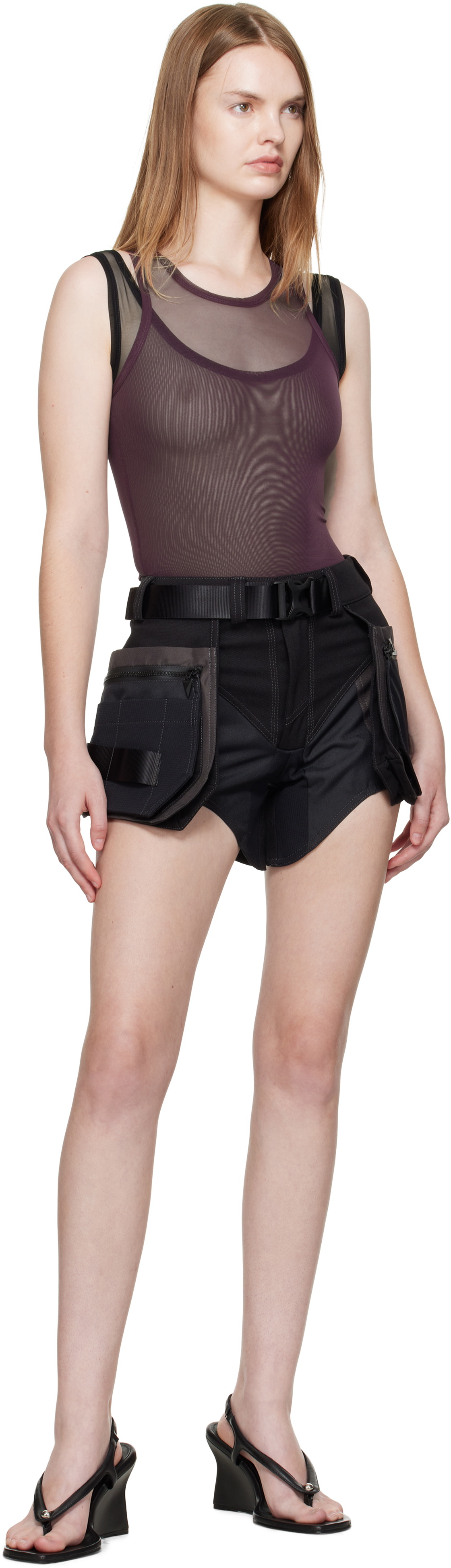 Mugler Black Technical Cargo Shorts