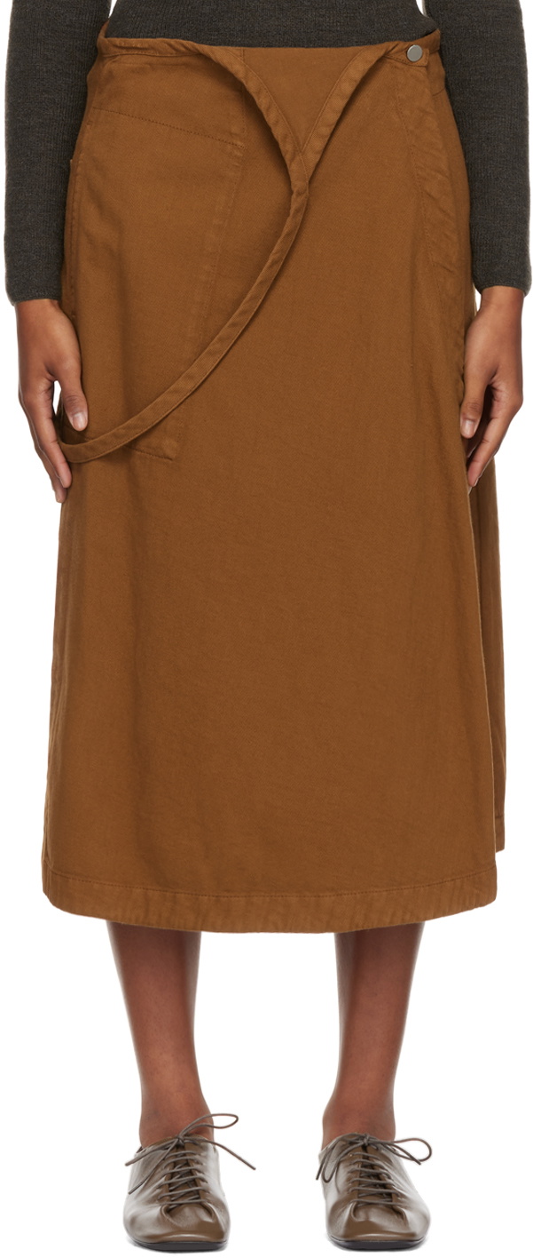 Lemaire Brown Apron Midi Skirt Lemaire