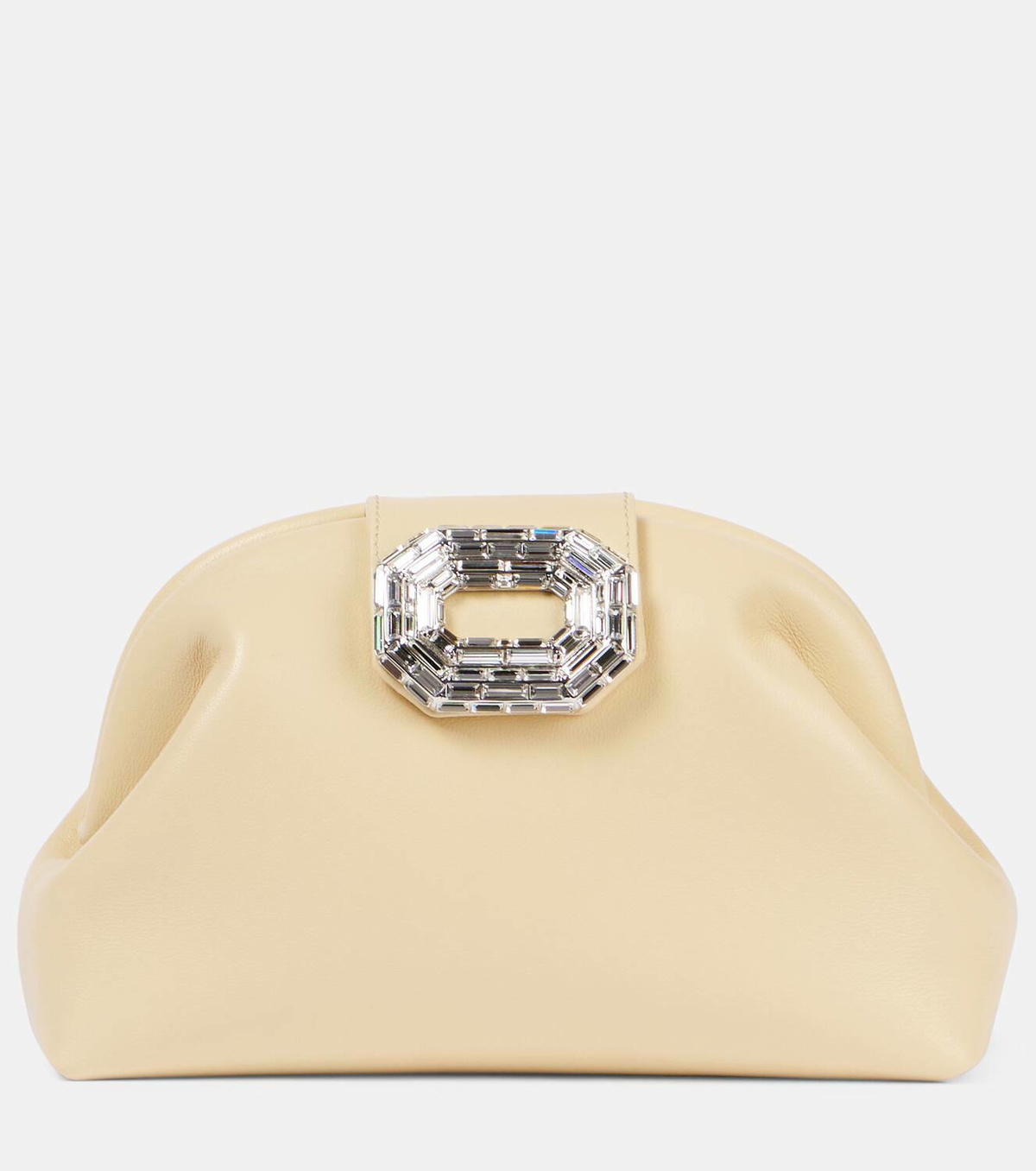 Amina Muaddi Camelia embellished leather clutch