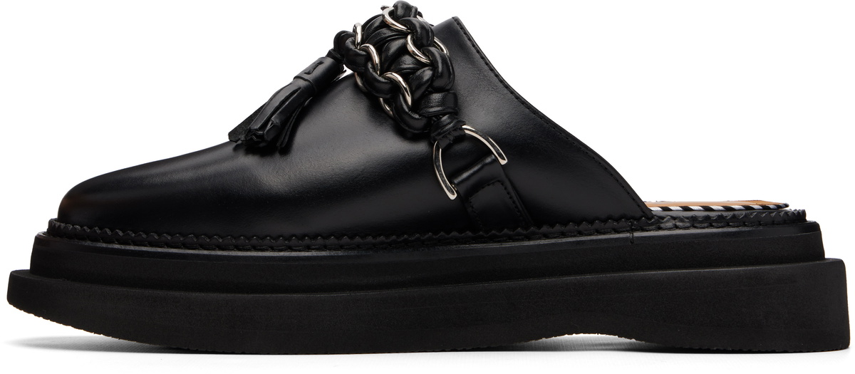 Toga Virilis Black Hard Leather Slip-on Loafers