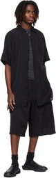 Y-3 Black Crinkle Pleated Shorts