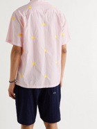 Portuguese Flannel - Camp-Collar Embroidered Cotton-Poplin Shirt - Pink