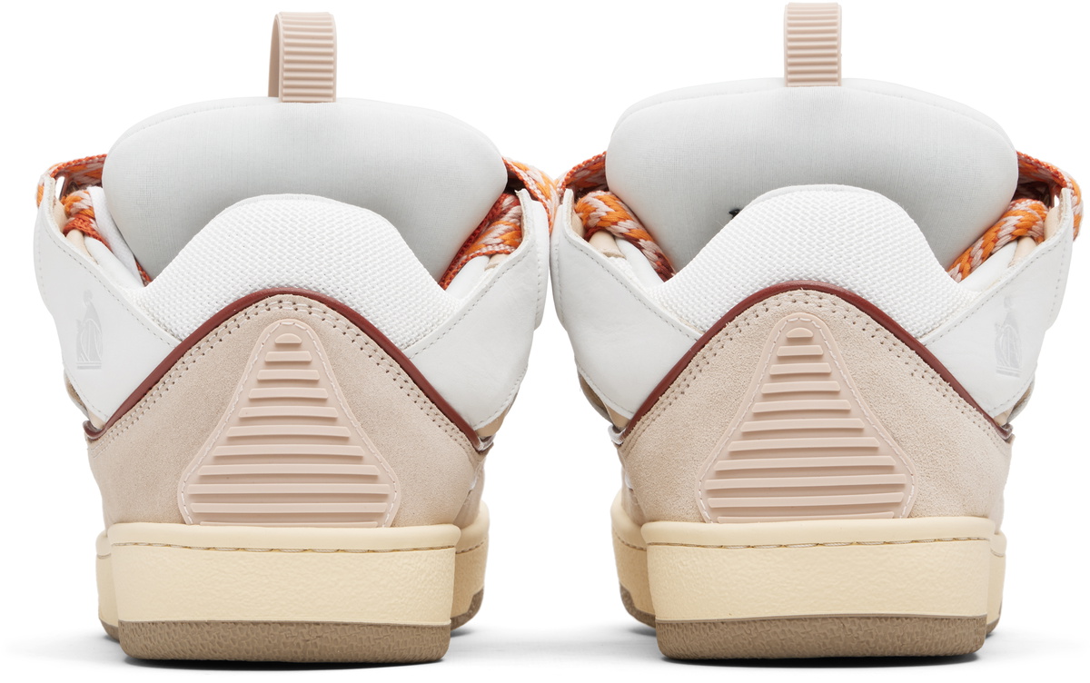 ★Lanvin★ ベージュ Curb レザースニーカー Lanvin White & Beige Curb Leather Sneakers Lanvin