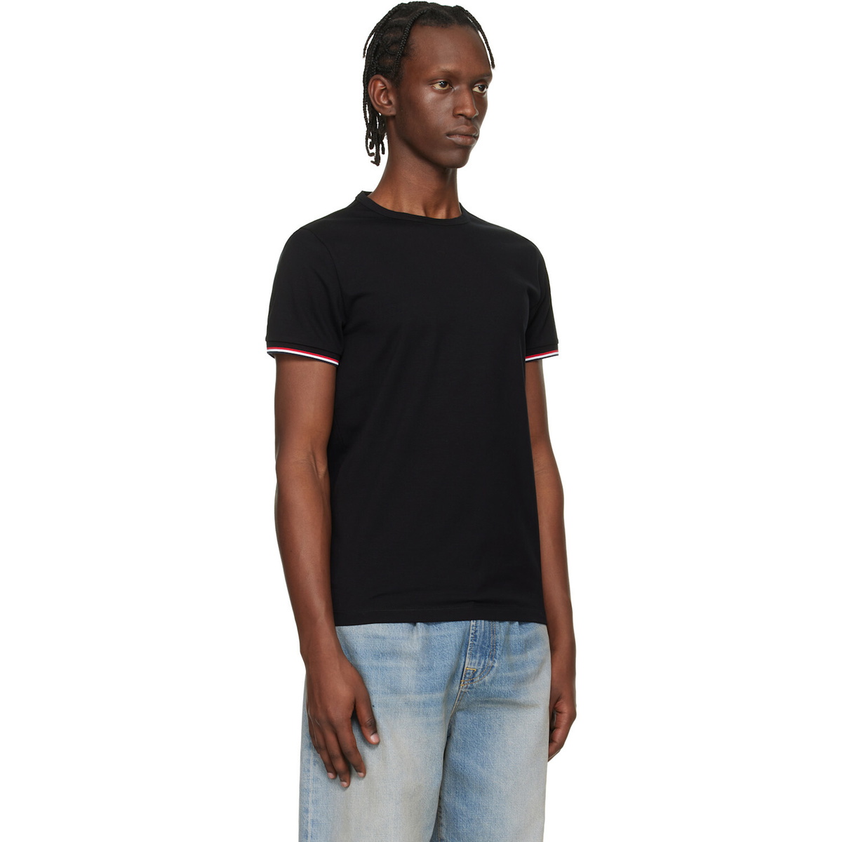 Moncler Black Tricolor-Trimmed Cotton T-shirt