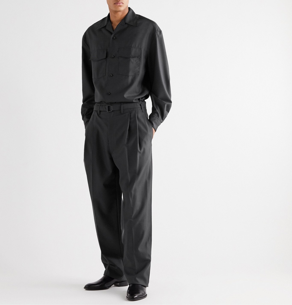 LEMAIRE BELTED PLEAT PANTS(IRON GREY)ウエスト72