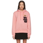 Dolce and Gabbana Pink Crown Patch Hoodie