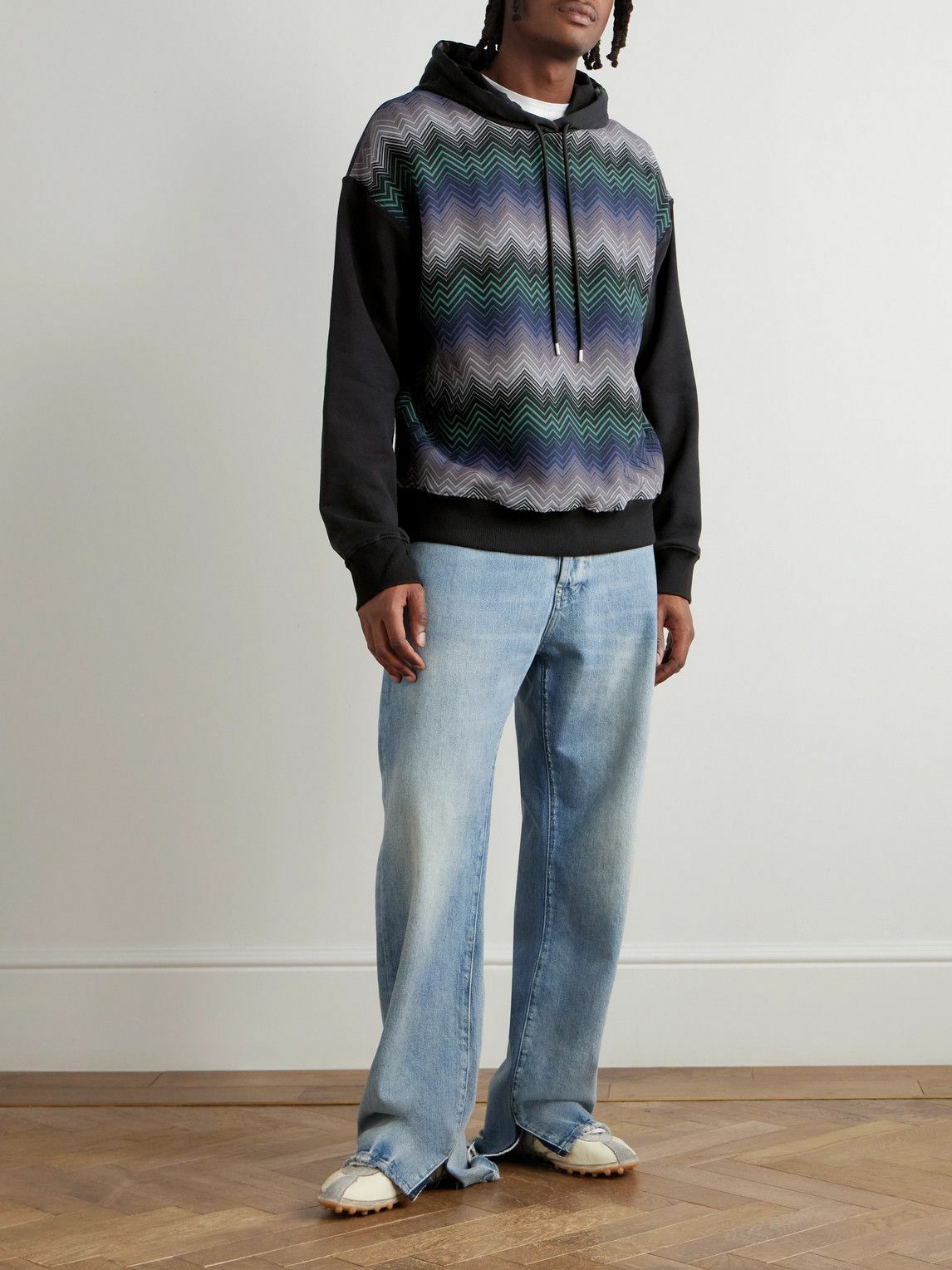 Missoni - Jacquard-Panelled Cotton-Jersey Hoodie - Black Missoni
