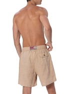 MC2 Saint Barth Man Mid-length Beige Linen Swim-shorts Gustavia