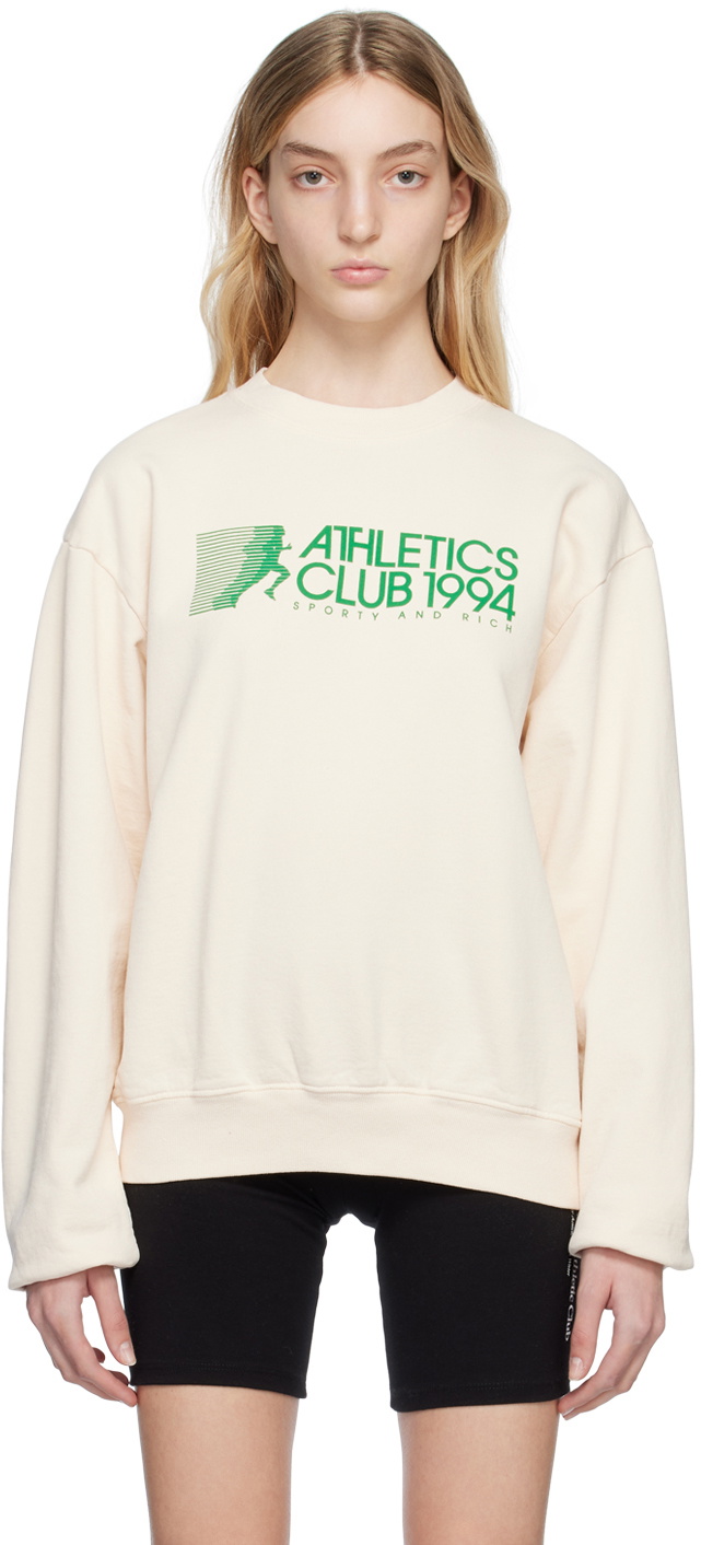 ★Sporty & Rich★ Athletic Sweatshirt Off-White CR655CR CR65 Sporty & Rich Off-White Athletic Sweatshirt Sporty & Rich
