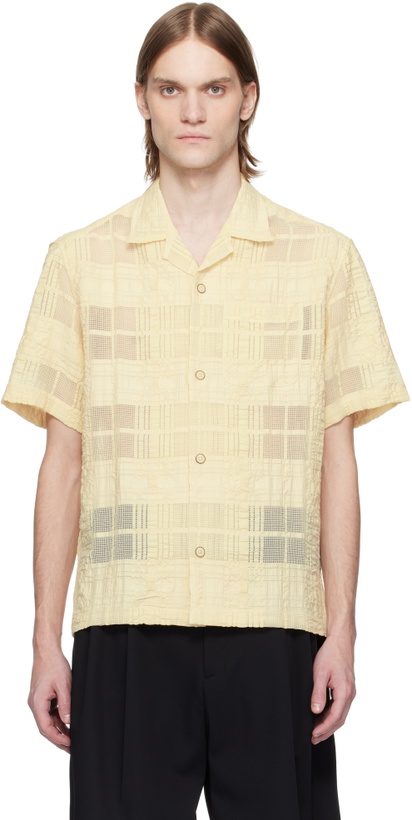 Photo: CMMN SWDN Beige Ture Sheer Check Shirt
