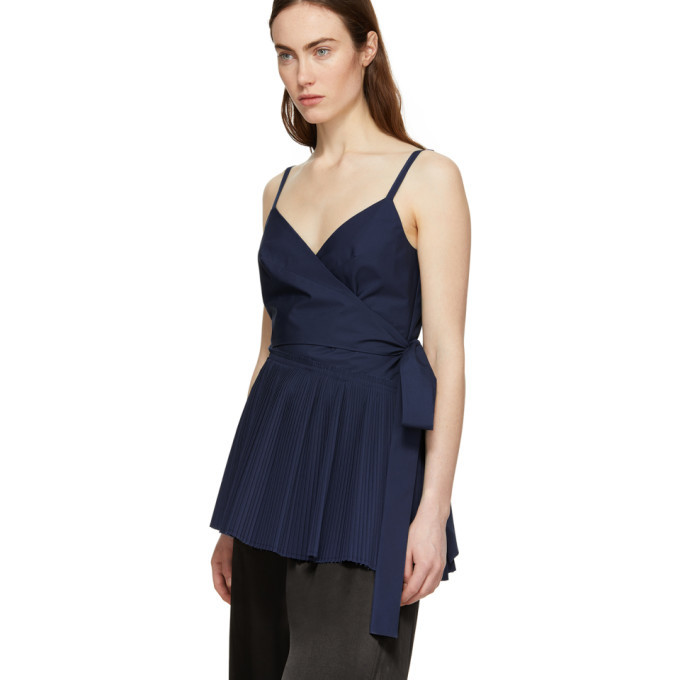 Cedric Charlier Navy Asymmetric Ruffle Camisole