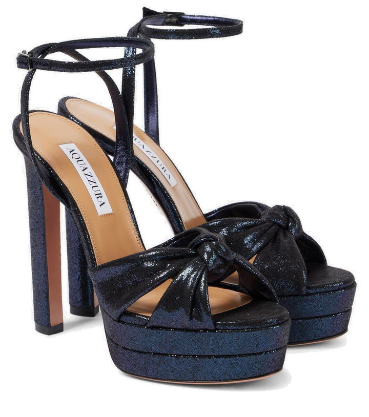 Photo: Aquazzura Cupid Plateau 130 satin platform sandals