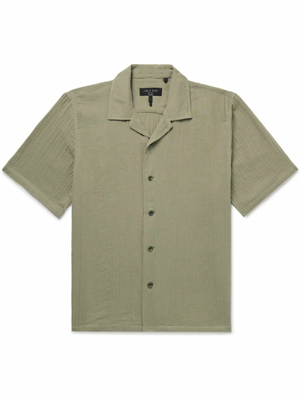 Photo: Rag & Bone - Avery Resort Camp-Collar Cotton-Gauze Shirt - Green