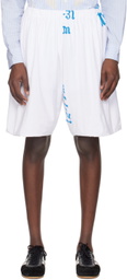 SC103 White Graphic Shorts