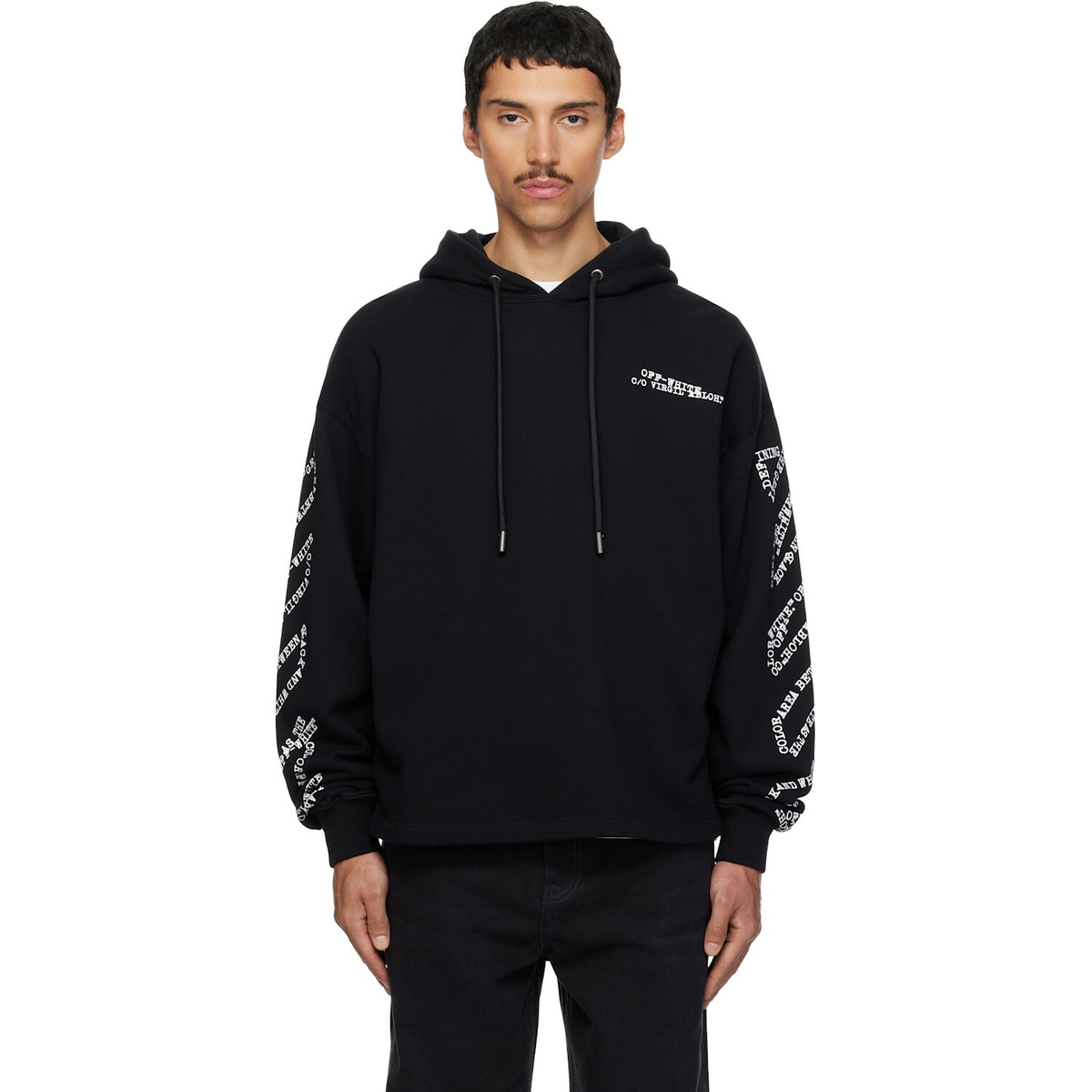 OFF-WHITE IMPRESSIONISM パーカー ブラック OFF-WHITE Impressionism Diag Stencil Hoodie Black/White Men's - US