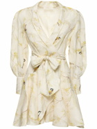 ZIMMERMANN - Printed Wraparound Linen Mini Dress