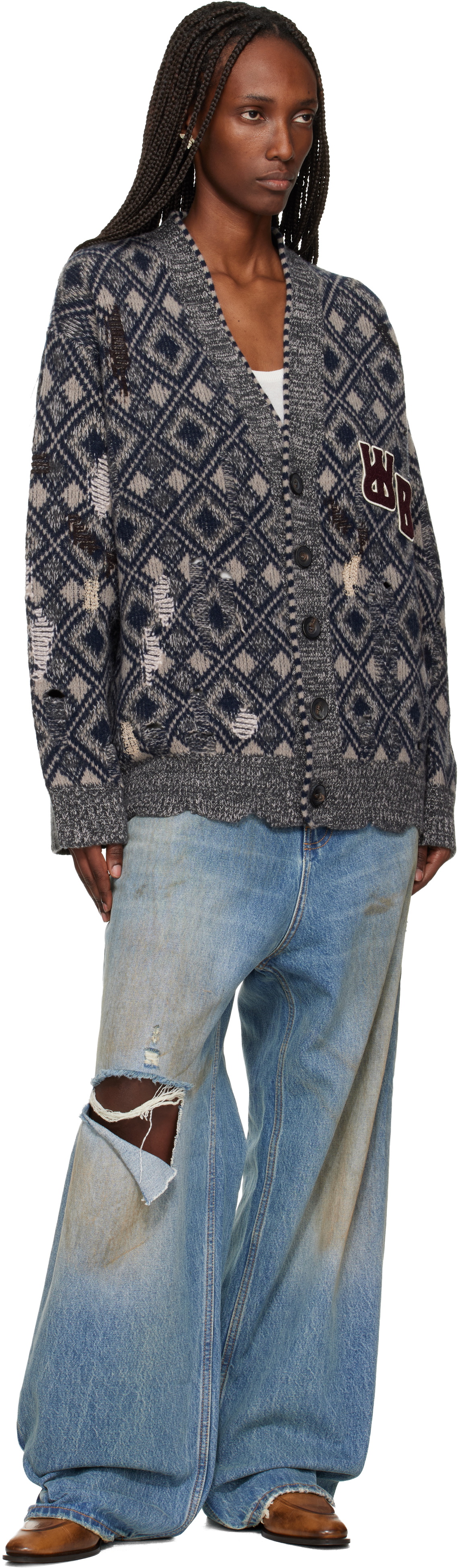 Wales Bonner Gray 'The Sibling' Cardigan