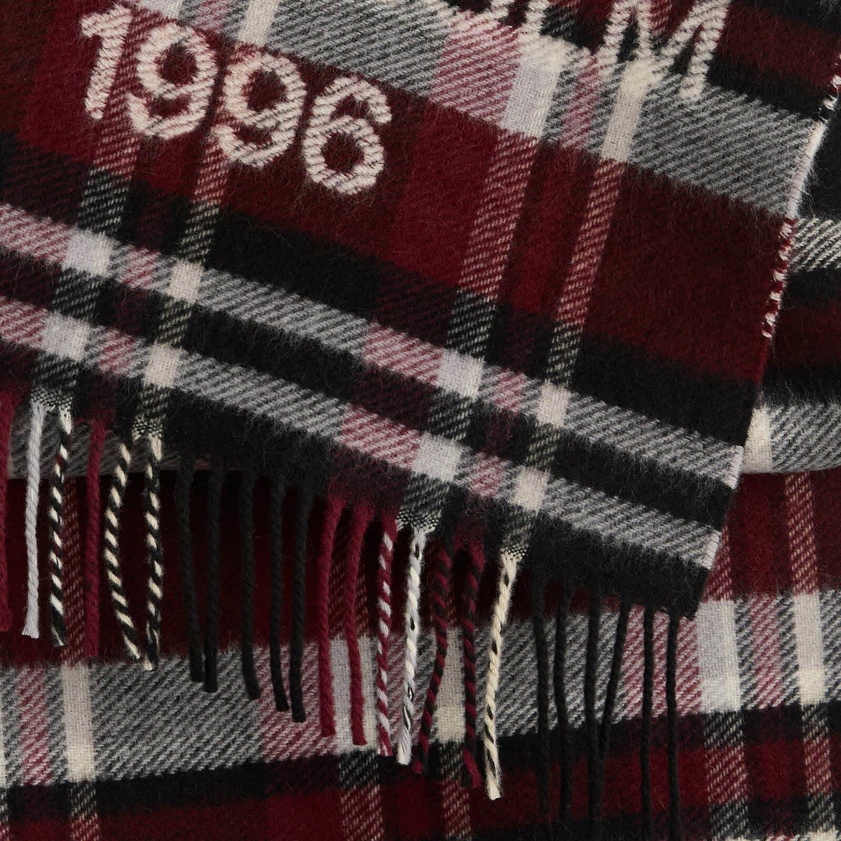 Acne Studios Venus Check Scarf in Black/Burgundy 