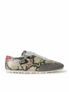 Marni - Logo-Embroidered Croc and Snake-Effect Leather Sneakers - Gray