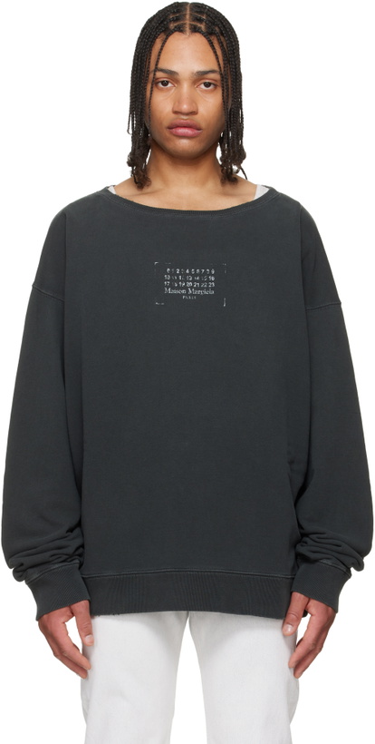 Photo: Maison Margiela Black Printed Logo Sweatshirt