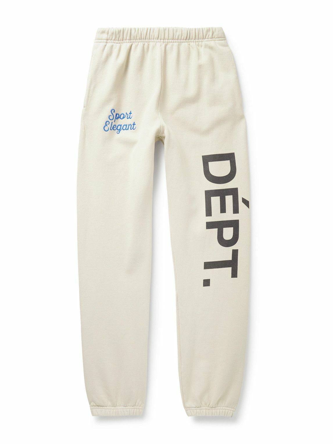 Gallery Dept. - Team Dept Tapered Embroidered Printed Cotton-Jersey Sweatpants - Neutrals