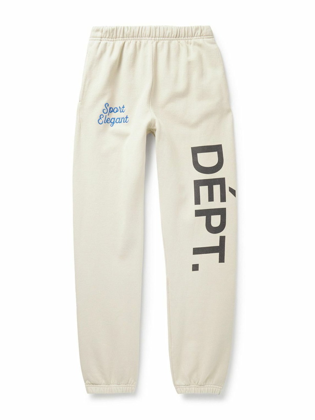 Photo: Gallery Dept. - Team Dept Tapered Embroidered Printed Cotton-Jersey Sweatpants - Neutrals