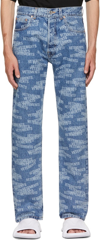 Photo: VETEMENTS Blue Logo Straight Jeans