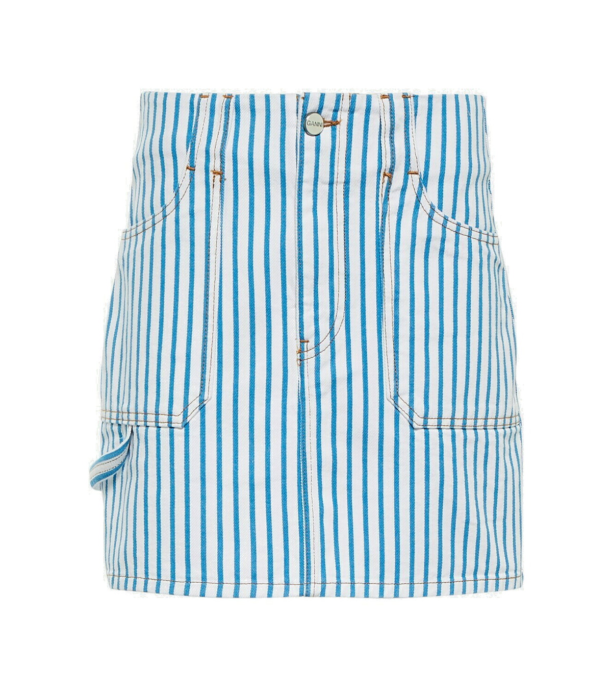 スカート GANNI Stretch Striped Flounce Mini Skirt Stretch Stripe Flounce Mini Skirt