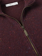 Inis Meáin - Donegal Merino Wool and Cashmere-Blend Zip-Up Cardigan - Burgundy