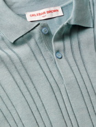 ORLEBAR BROWN - Fairfield Slim-Fit Contrast-Tipped Silk and Cotton-Blend Polo Shirt - Blue